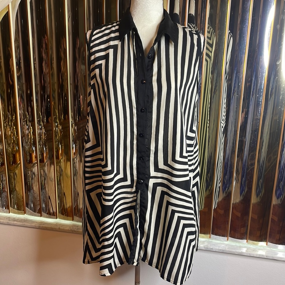 Black & Beige PRIANKA’S COLLECTION Striped Blouse, size M